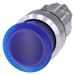 ILLUM. MUSHROOM PUSHBUTTON. 30MM. blue