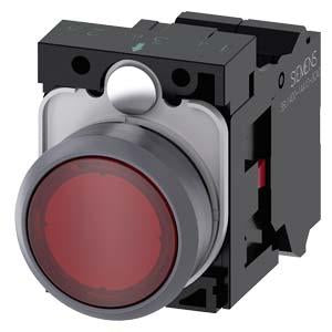 ILLUMINATED PUSHBUTTON, MOM, RED, FLUSH