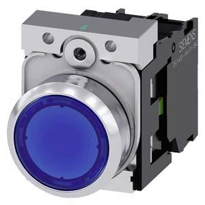 ILLUMINATED PUSHBUTTON, MOM, BLU, FLUSH
