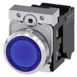 ILLUMINATED PUSHBUTTON, MOM, BLU, FLUSH