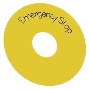 BACKING PLATE, YLW, O.D. 75MM,EMERG STOP