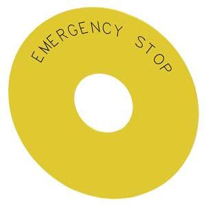 BACKING PLATE, YLW, O.D. 75MM,EMERG STOP