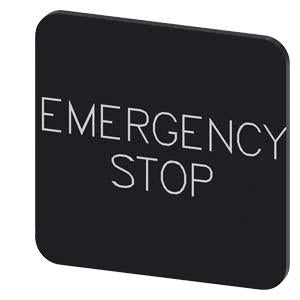 INSCR. LABEL,BLK 22X22MM, EMERGENCY STOP