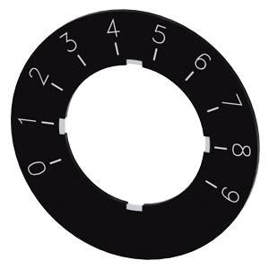 POTENTIOMETER LABEL PLATE, BLACK, 0 TO 9